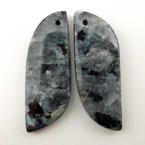 Larvikite pair of cabochons with hole 30x12 mm no. P50 Larvikite pair of cabochons with hole 30x12 mm no. P50