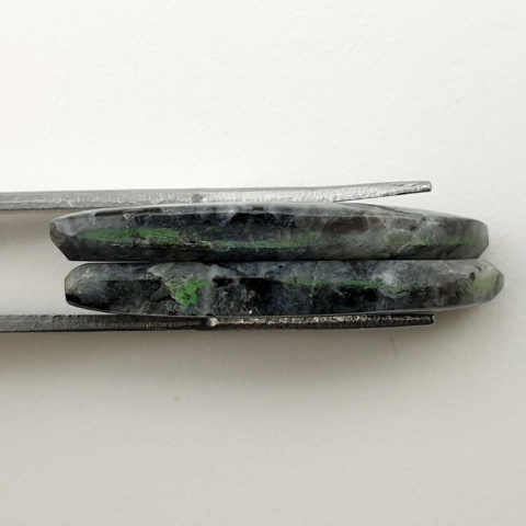Larvikite pair of cabochons with hole 30x12 mm no. P50 Larvikite pair of cabochons with hole 30x12 mm no. P50
