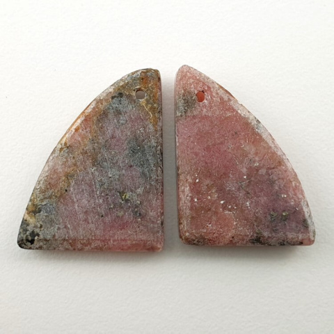 Rhodonite pair of cabochons with hole 19x15 mm no. P38 Rhodonite pair of cabochons with hole 19x15 mm no. P38
