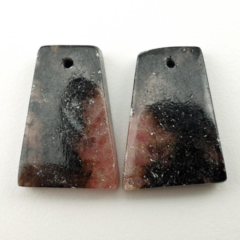 Rhodonite pair of cabochons with hole 20x15 mm no. P48 Rhodonite pair of cabochons with hole 20x15 mm no. P48