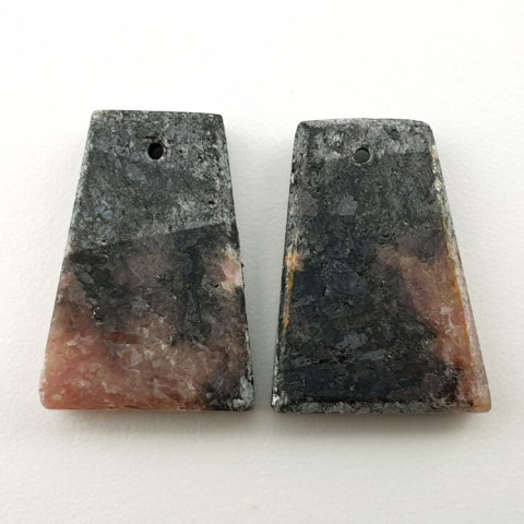 Rhodonite pair of cabochons with hole 20x15 mm no. P48 Rhodonite pair of cabochons with hole 20x15 mm no. P48