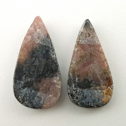 Rhodonite pair of cabochons with hole 25x13 mm no P40 Rhodonite pair of cabochons with hole 25x13 mm no P40