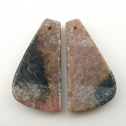 Rhodonite pair of cabochons with hole 29x15 mm no. P33 Rhodonite pair of cabochons with hole 29x15 mm no. P33