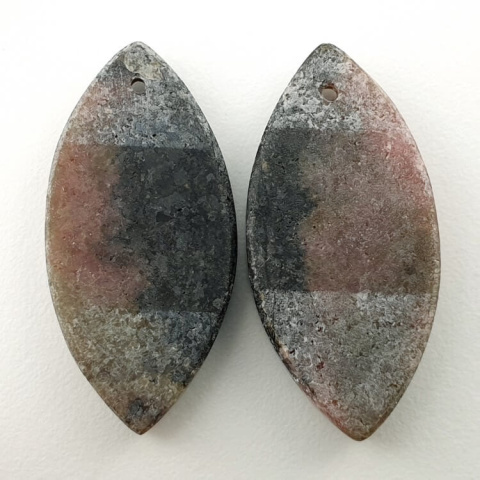Rhodonite pair of cabochons with hole 30x15 mm no. P45 Rhodonite pair of cabochons with hole 30x15 mm no. P45
