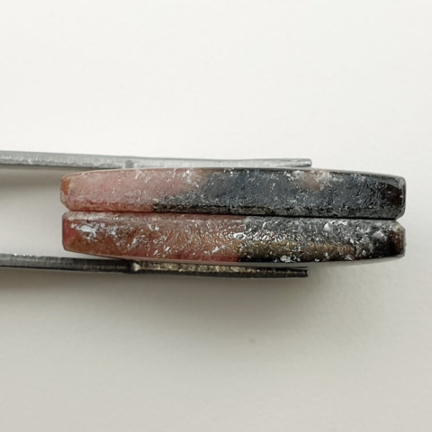 Rhodonite pair of cabochons with hole 30x16 mm no P47