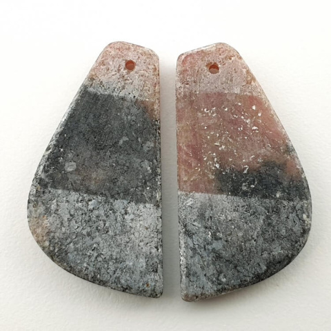 Rhodonite pair of cabochons with hole 30x16 mm no P47
