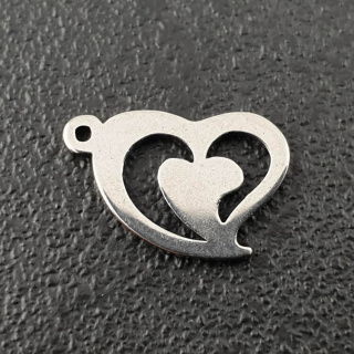 Heart pendant surgical steel 14x9 mm 1pc