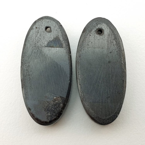Hematite pair of cabochons with hole 24x11 mm no. P168 Hematite pair of cabochons with hole 24x11 mm no. P168