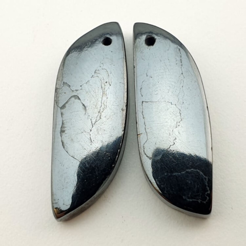 Hematite pair of cabochons with hole 31x11 mm no. P175 Hematite pair of cabochons with hole 31x11 mm no. P175