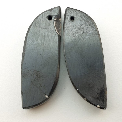 Hematite pair of cabochons with hole 31x11 mm no. P175 Hematite pair of cabochons with hole 31x11 mm no. P175