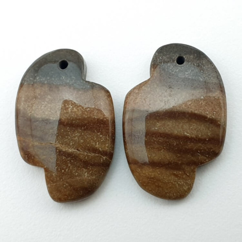 Jasper polychrome pair of cabochons with hole 22x14 mm no. P182 Jasper polychrome pair of cabochons with hole 22x14 mm no. P182