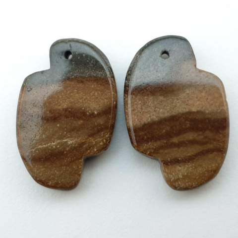 Jasper polychrome pair of cabochons with hole 22x14 mm no. P182 Jasper polychrome pair of cabochons with hole 22x14 mm no. P182