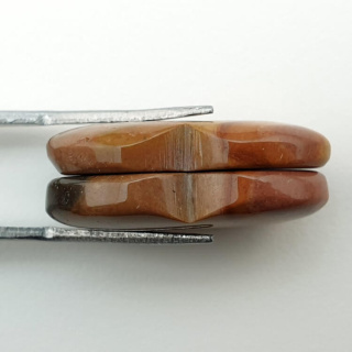 Jasper polychrome pair of cabochons with hole 26x15 mm no. P181