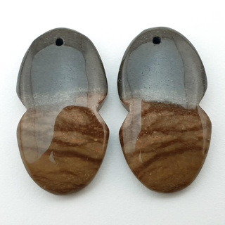Jasper polychrome pair of cabochons with hole 28x15 mm no. P184