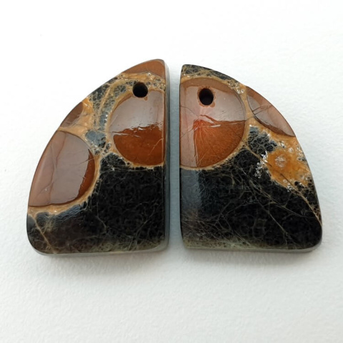 Obsydian orzechowy para kaboszonów z dziurką 15x12 mm nr P316 Obsydian orzechowy para kaboszonów z dziurką 15x12 mm nr P316