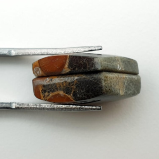 Walnut obsidian pair of cabochons with hole 15x12 mm no. P316