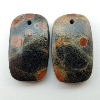 Walnut obsidian a pair of 21x12 mm hole cabochons no. P326