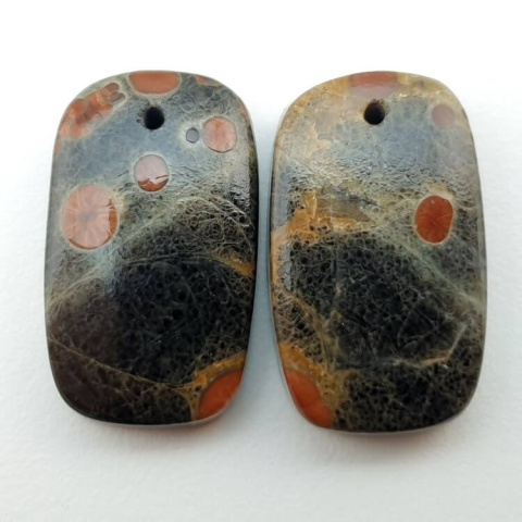 Walnut obsidian pair of cabochons with hole 21x12 mm no P326 Walnut obsidian pair of cabochons with hole 21x12 mm no P326
