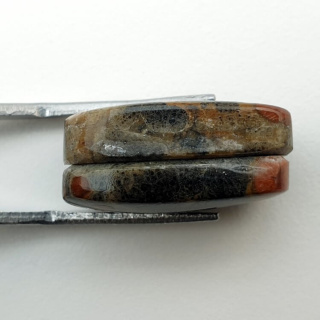 Walnut obsidian a pair of 21x12 mm hole cabochons no. P326