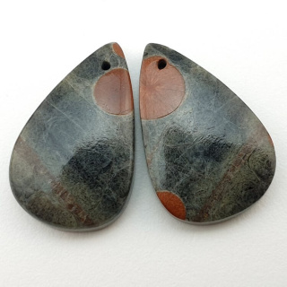 Walnut obsidian pair of cabochons with hole 25x16 mm no. P322
