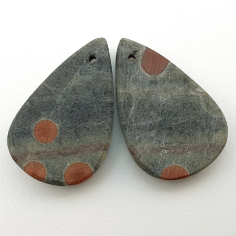 Walnut obsidian pair of cabochons with hole 25x16 mm no. P322 Walnut obsidian pair of cabochons with hole 25x16 mm no. P322