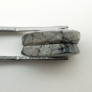 Snow obsidian pair of cabochons with hole 19x14 mm no P205