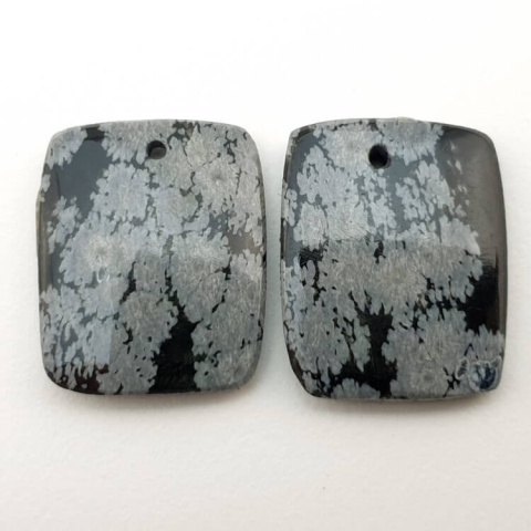 Snow obsidian pair of cabochons with hole 19x15 mm no. P199 Snow obsidian pair of cabochons with hole 19x15 mm no. P199