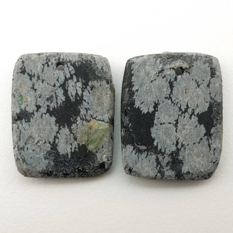 Snow obsidian pair of cabochons with hole 19x15 mm no. P199 Snow obsidian pair of cabochons with hole 19x15 mm no. P199