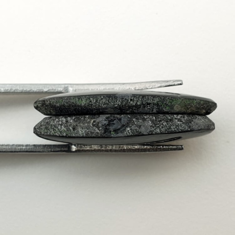 Snow obsidian pair of cabochons with hole 25x12 mm no P219 Snow obsidian pair of cabochons with hole 25x12 mm no P219