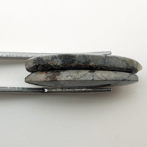 Snow obsidian pair of cabochons with hole 27x14 mm no P203 Snow obsidian pair of cabochons with hole 27x14 mm no P203