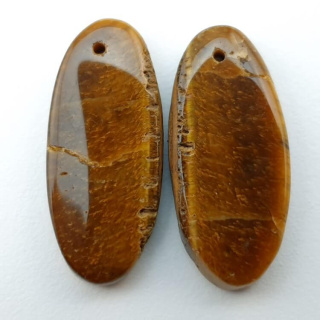Tiger's eye pair of cabochons with hole 24x11 mm no P383