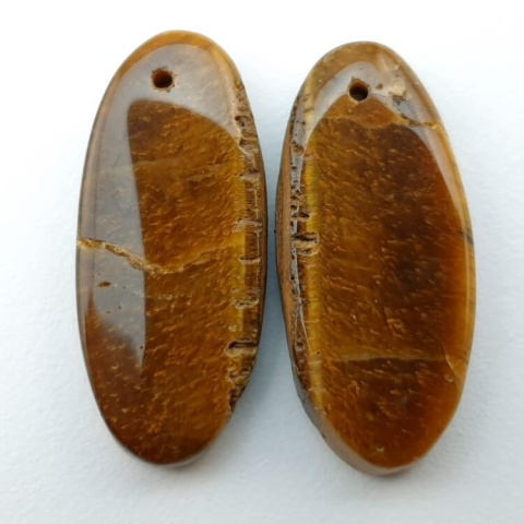 Tiger's eye pair of cabochons with hole 24x11 mm no. P383 Tiger's eye pair of cabochons with hole 24x11 mm no. P383