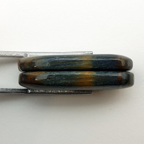 Tiger's eye pair of cabochons with hole 28x12 mm no. P401 Tiger's eye pair of cabochons with hole 28x12 mm no. P401