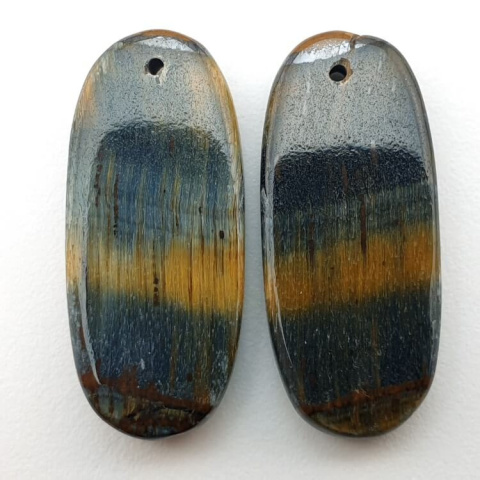 Tiger's eye pair of cabochons with hole 28x12 mm no. P401 Tiger's eye pair of cabochons with hole 28x12 mm no. P401