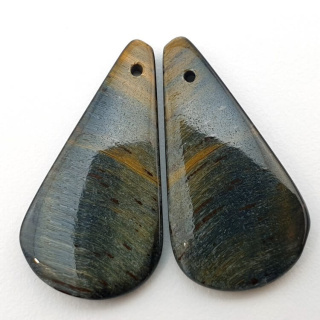 Tiger's eye pair of cabochons with hole 28x15 mm no P410
