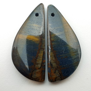 Tiger's eye pair of cabochons with hole 29x12 mm no P418