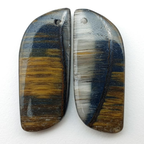 Tiger's eye pair of cabochons with hole 31x13 mm no P414 Tiger's eye pair of cabochons with hole 31x13 mm no P414
