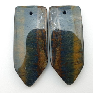 Tiger's eye pair of cabochons with hole 33x14 mm no P385