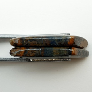 Tiger's eye pair of cabochons with hole 33x15 mm no P389