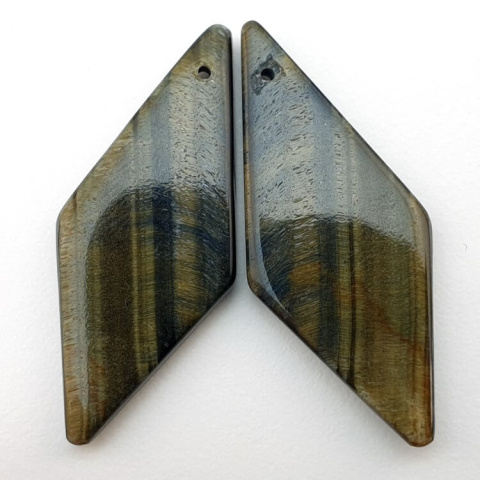 Tiger's eye pair of cabochons with hole 39x17 mm no P384 Tiger's eye pair of cabochons with hole 39x17 mm no P384