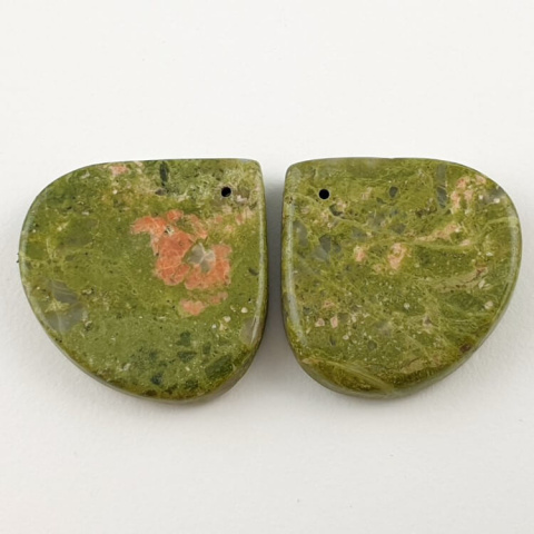 Unakit pair of cabochons with hole 27x27 mm no. P153 Unakit pair of cabochons with hole 27x27 mm no. P153