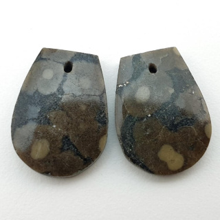 Variolite pair of cabochons with hole 19x15 mm no P248