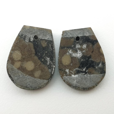 Variolite pair of cabochons with hole 19x15 mm no P248 Variolite pair of cabochons with hole 19x15 mm no P248