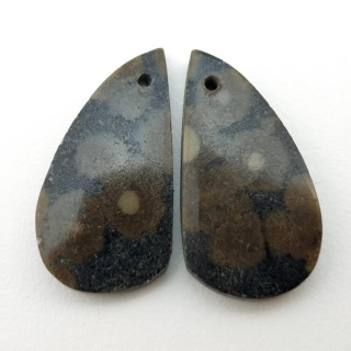 Variolite pair of cabochons with hole 22x12 mm no P256