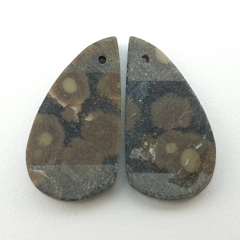 Variolite pair of cabochons with hole 22x12 mm no P256 Variolite pair of cabochons with hole 22x12 mm no P256