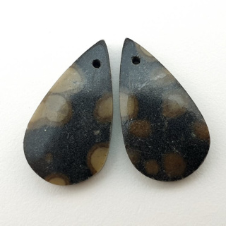 Variolite pair of cabochons with hole 23x12 mm no P247