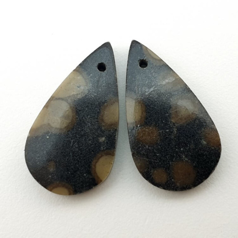 Variolite pair of cabochons with hole 23x12 mm no P247 Variolite pair of cabochons with hole 23x12 mm no P247