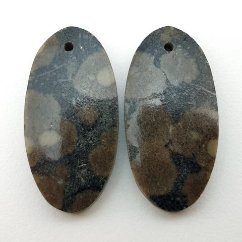 Variolite pair of cabochons with hole 25x12 mm no P249 Variolite pair of cabochons with hole 25x12 mm no P249