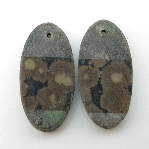 Variolite pair of cabochons with hole 25x12 mm no P249 Variolite pair of cabochons with hole 25x12 mm no P249