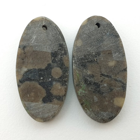 Variolite pair of cabochons with hole 25x12 mm no P253 Variolite pair of cabochons with hole 25x12 mm no P253